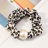 Korean Striped Pearl  Leopard Print Hair Scrunchies sku image 3
