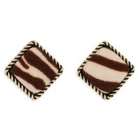 Retro Plush Leopard Pattern Square Alloy Pendant Fashion Earring sku image 2