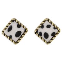 Simple Square Alloy Leopard Print Flocking Earrings sku image 2