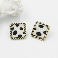 Simple Square Alloy Leopard Print Flocking Earrings main image 4