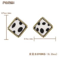 Simple Square Alloy Leopard Print Flocking Earrings main image 6