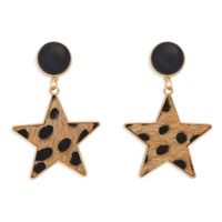 Leopard Print Five-pointed Star Earrings main image 1