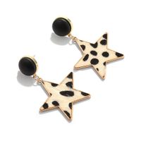 Leopard Print Five-pointed Star Earrings main image 4