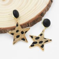 Leopard Print Five-pointed Star Earrings main image 5
