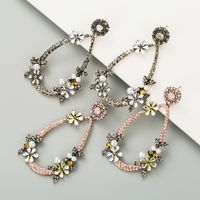 Flower Pearl Alloy Inlaid Rhinestone Long Earrings main image 3