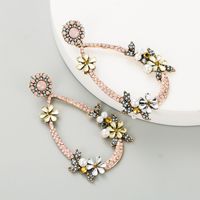 Flower Pearl Alloy Inlaid Rhinestone Long Earrings main image 4