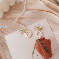 S925 Silver Needle Pearl Bow Earrings main image 5