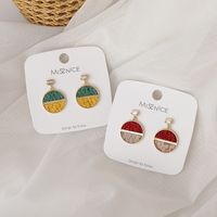 925 Silver Needle Color Matching Woolen Earrings main image 1