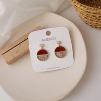 925 Silver Needle Color Matching Woolen Earrings main image 5