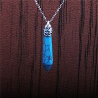 Hexagonal Column Pendant Stainless Steel Turquoise Necklace main image 2
