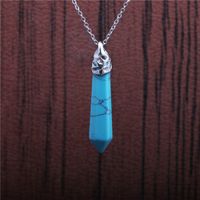 Hexagonal Column Pendant Stainless Steel Turquoise Necklace main image 3