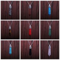 Hexagonal Column Pendant Stainless Steel Turquoise Necklace main image 4