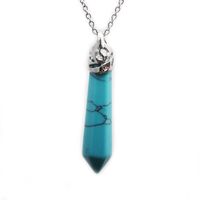 Hexagonal Column Pendant Stainless Steel Turquoise Necklace main image 5