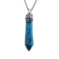 Hexagonal Column Pendant Stainless Steel Turquoise Necklace main image 6