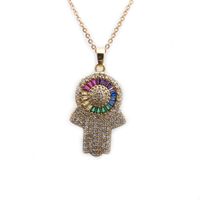 Fashion Zircon Demon's Eye Palm Pendant Necklace main image 2