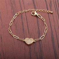 Bracelet Ajustable Coeur Pêche Zirconium Blanc main image 4