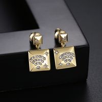 Fashion Gold Copper Inlaid Zircon Earrings main image 3