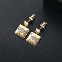 Fashion Gold Copper Inlaid Zircon Earrings main image 5