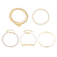 5-piece Beaded  Punk Style Pearl Multi-layer Ot Buckle Rope Chain Bracelet main image 6