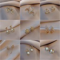 Diamond Tassel Pearl Moon Fishtail Earrings main image 1