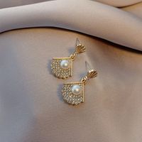 Diamond Tassel Pearl Moon Fishtail Earrings main image 3