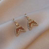 Diamond Tassel Pearl Moon Fishtail Earrings main image 4