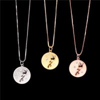Round Frosted Gold Coin Diamond Rose Necklace main image 1
