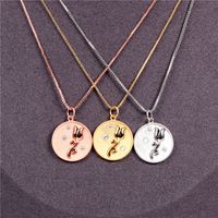 Round Frosted Gold Coin Diamond Rose Necklace main image 5