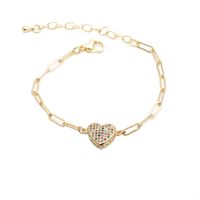 Zircon Heart Adjustable Hip Hop Bracelet sku image 1