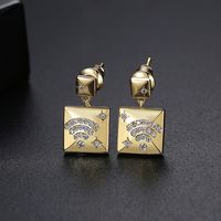 Fashion Gold Copper Inlaid Zircon Earrings sku image 1