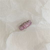Pink Zircon Oval Heart Ring Set sku image 4