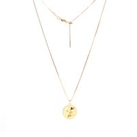 Round Frosted Gold Coin Diamond Rose Necklace sku image 1