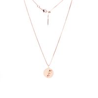 Round Frosted Gold Coin Diamond Rose Necklace sku image 2