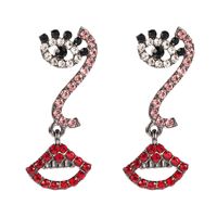 Fashion Creative Devil Eyes Lip  Alloy Inlaid Rhinestone  Earrings sku image 1