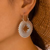 Fashion Simple Retro Ethnic Style Alloy Lotus Hollow Earrings main image 2