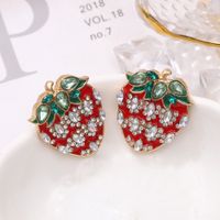 Strawberry Alloy Diamond-studded Earrings main image 4