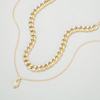 Alloy Heart-shaped Lock Pendant Exaggerated Thick Chain Multi-layer Necklace main image 5