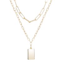 Thick Chain Multilayer Alloy Punk Style Rectangular Necklace main image 2
