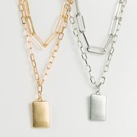 Thick Chain Multilayer Alloy Punk Style Rectangular Necklace main image 3
