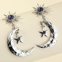 Creative Diamond Star Moon Earrings main image 4