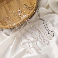 Korean  Retro Pearl Crystal Beaded Necklace main image 1