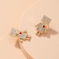 Diamond-studded Robot Tassel Earrings main image 1