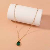Fashion Treasure Green Water Drop Crystal  Necklace main image 3