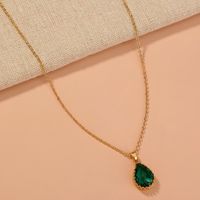 Fashion Treasure Green Water Drop Crystal  Necklace main image 4