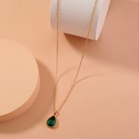 Fashion Treasure Green Water Drop Crystal  Necklace main image 5