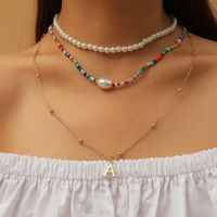 Bohemian Hand-woven Pearl Letters Multi-layer Necklace main image 1