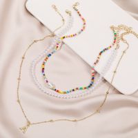 Bohemian Hand-woven Pearl Letters Multi-layer Necklace main image 3