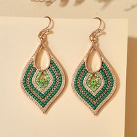 Ethnic Style Rice Beads Leaf Earrings sku image 1