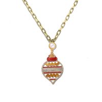 Super Flash Water Drop Colored Diamond  Carved Hollow Necklace sku image 1