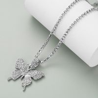 Wholesale Jewelry Modern Style Butterfly Alloy Iron Rhinestones Plating Inlay Pendant Necklace sku image 1